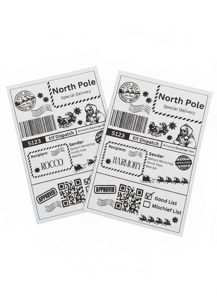 10x Santa personalised shipping labels