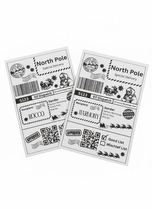 10x Santa personalised shipping labels